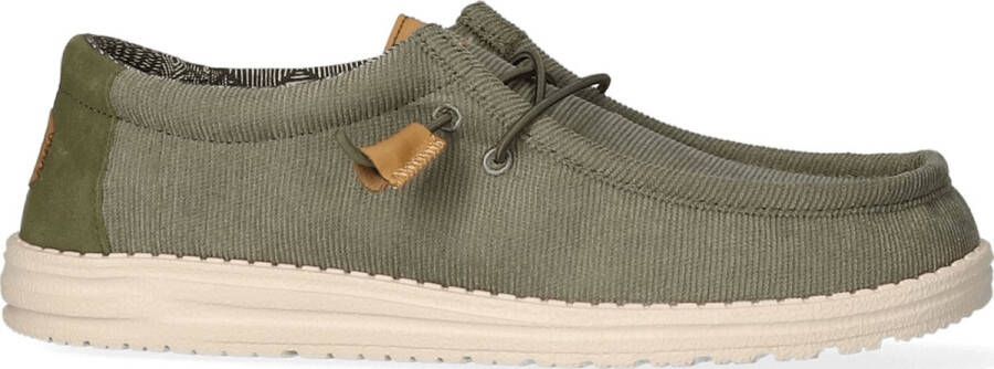 HEYDUDE Wally Corduroy Heren Instappers Olive