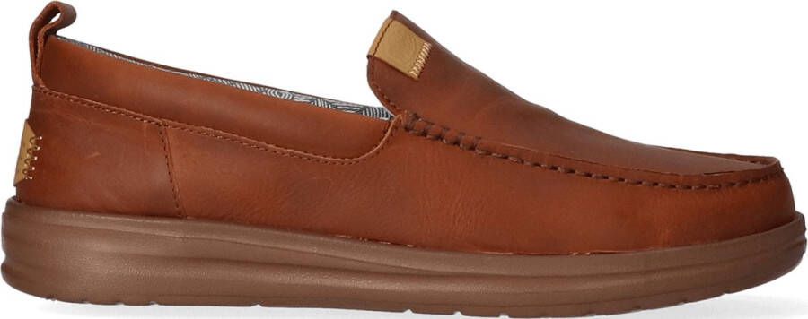 HEYDUDE Wally Grip Moc Craft Leather Heren Mocassins Brown