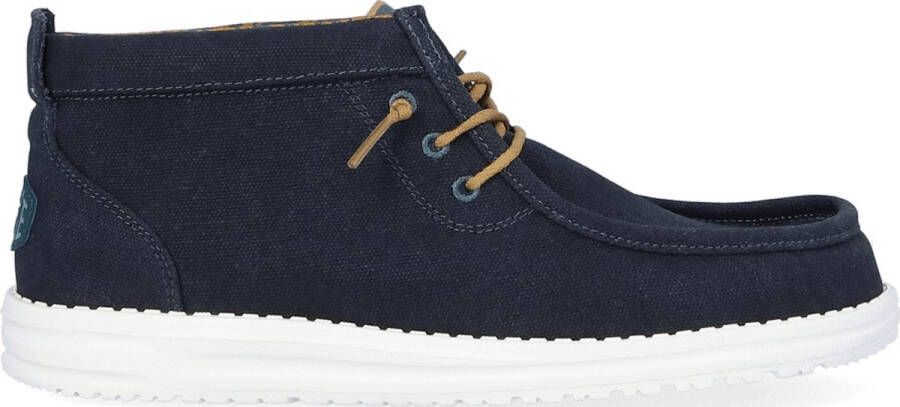 HEYDUDE Wally Mid Waxed Canvas Heren Instappers Navy