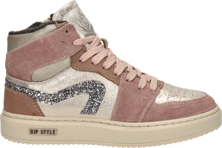 Hip H1665 leren sneakers roze zilver - Foto 2