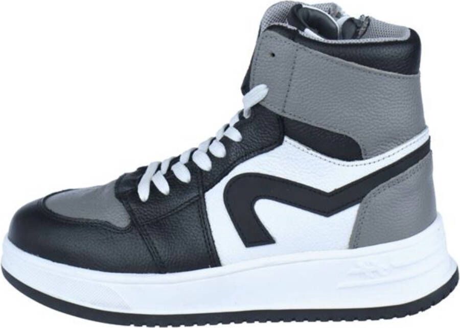 Hip leren sneakers zwart grijs wit Jongens Leer Meerkleurig 36