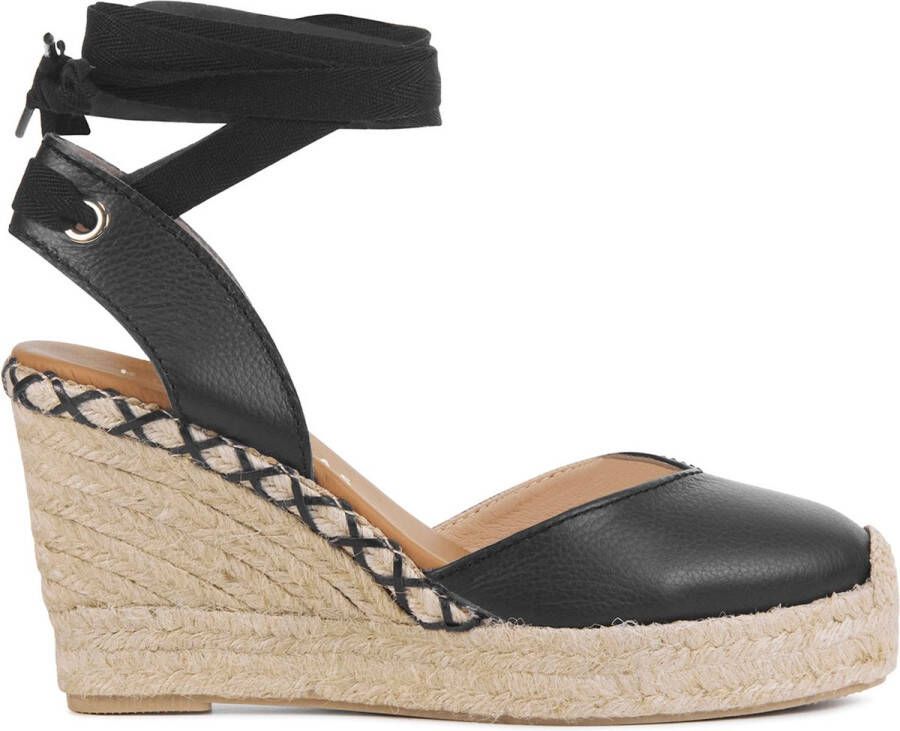 HISPANITAS Espadrilles Dames Hv243382 Maat: 36 Materiaal: Leer Kleur: Zwart