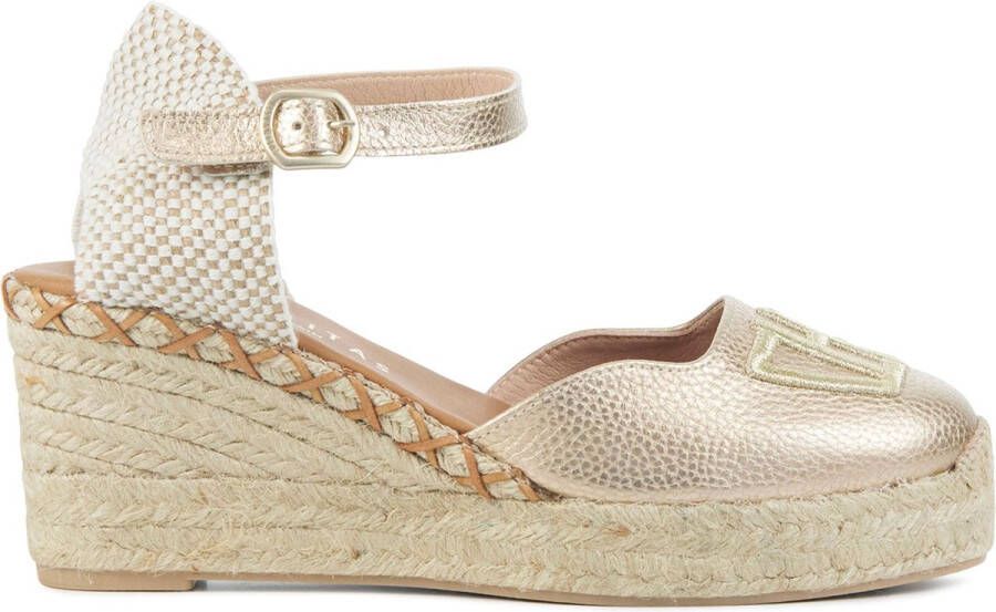 HISPANITAS Espadrilles Dames Hv243449 Maat: 36 Materiaal: Leer Kleur: Goud