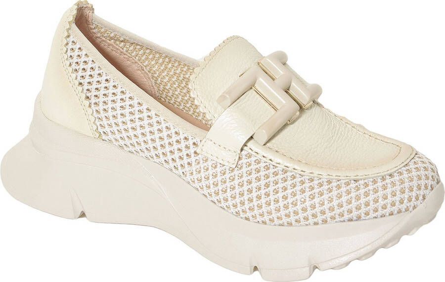 Hispanitas Sportieve Crème Mesh Loafer voor Vrouwen Beige Dames