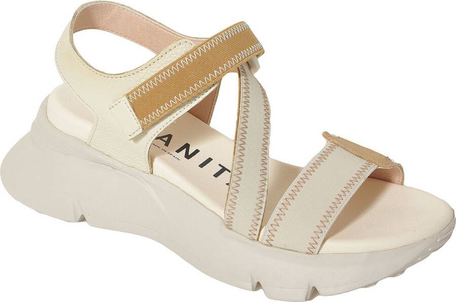 Hispanitas Stijlvolle Platte Sandalen voor de Zomer Beige Dames