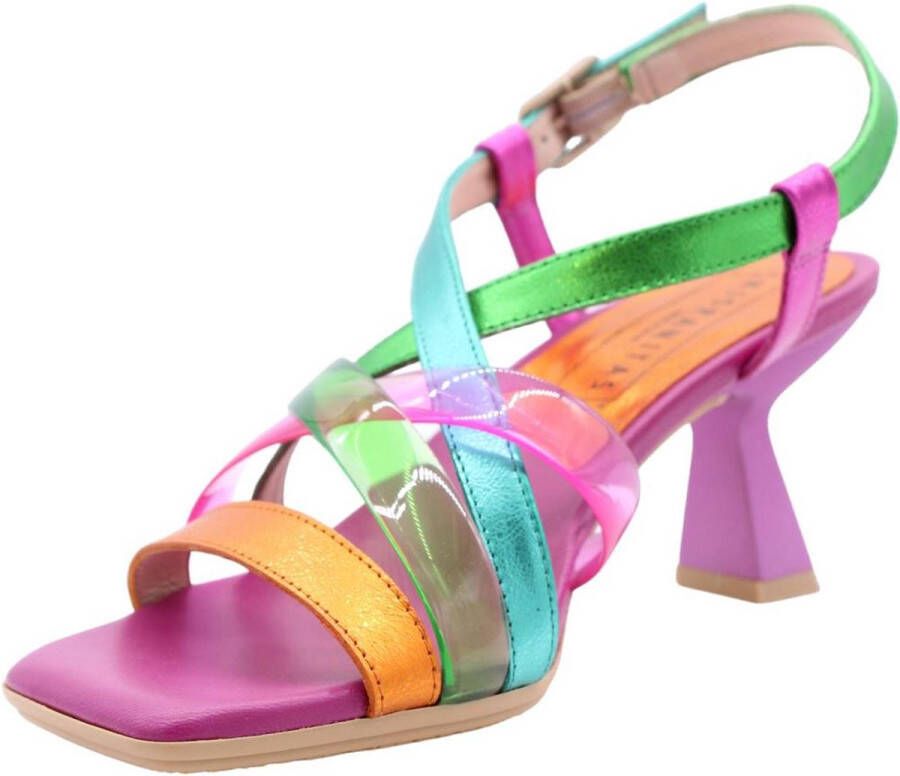 Hispanitas Multi Color Leren Jurk Sandalen Multicolor Dames