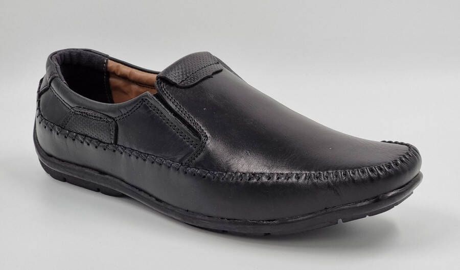 Hitman Schoenen CROFT Heren Schoenen Heren Instappers Zwart Echt Leer