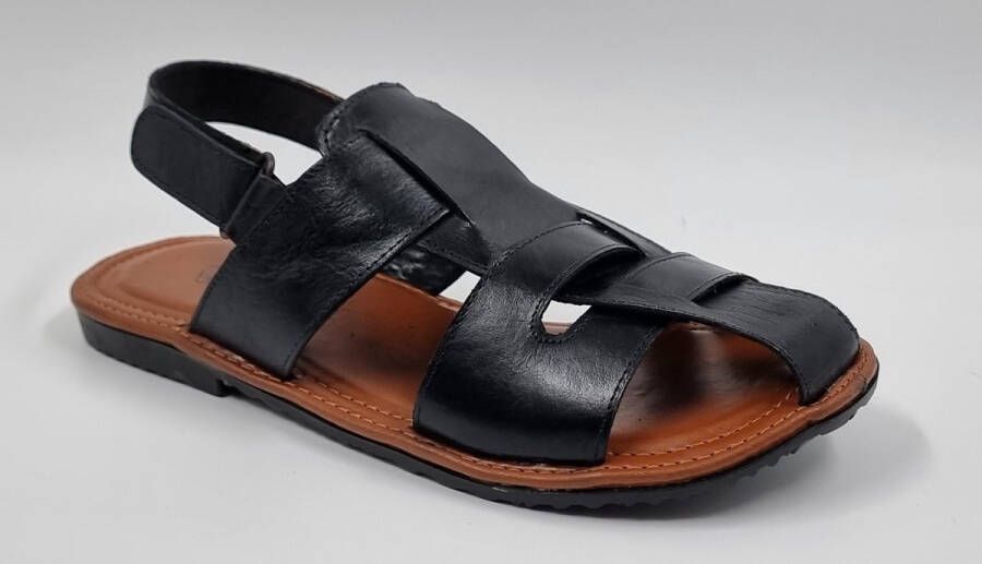 Hitman Schoenen FLICK Heren Sandalen Echt Leer Zwart