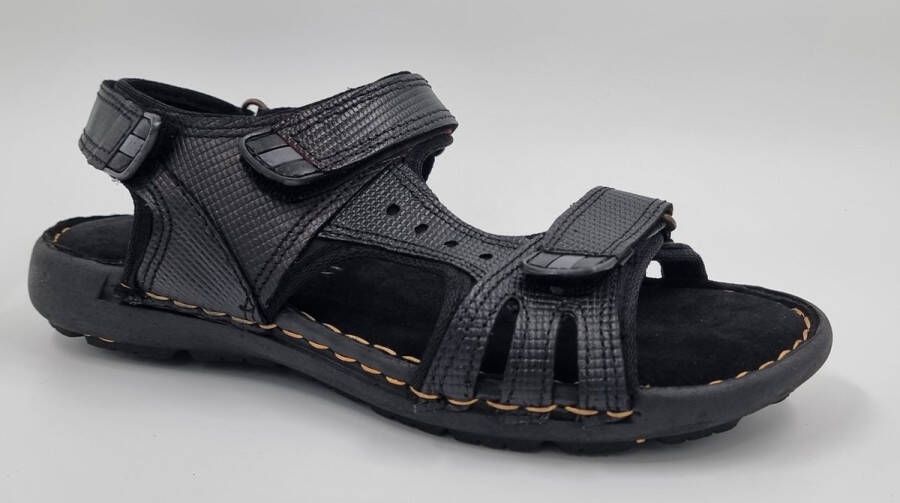 Hitman Schoenen FLICK Heren Sandalen Wandelsandalen Echt Leer – Zwart –