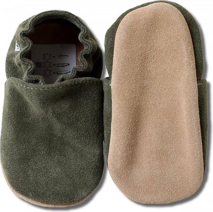 Hobea Babyslofjes olijfgroen suede