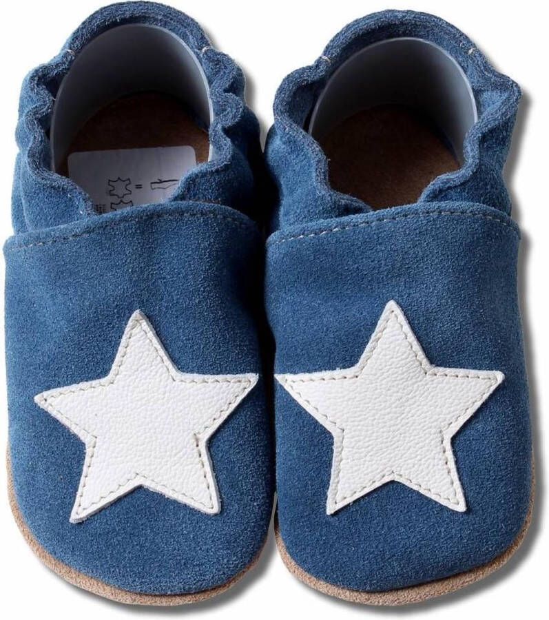 Hobea Babyslofjes suede blauw met witte ster