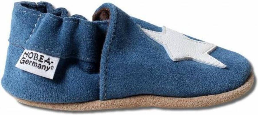 Hobea Babyslofjes suede blauw met witte ster - Foto 1