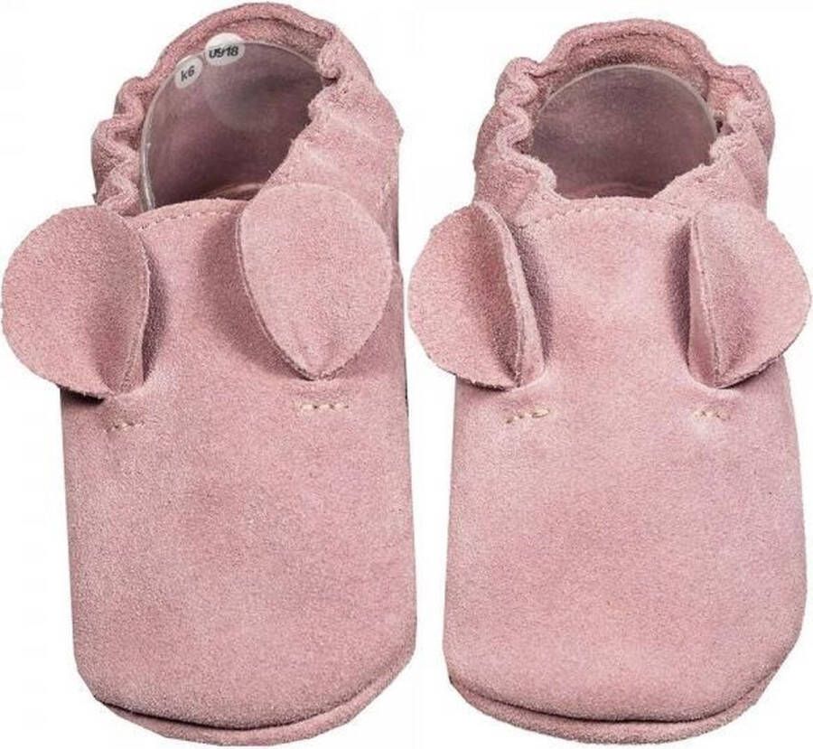 Hobea Babyslofjes suede roze met oortjes (Kruip)