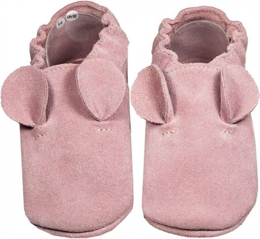 Hobea Babyslofjes suede roze met oortjes (Kruip)