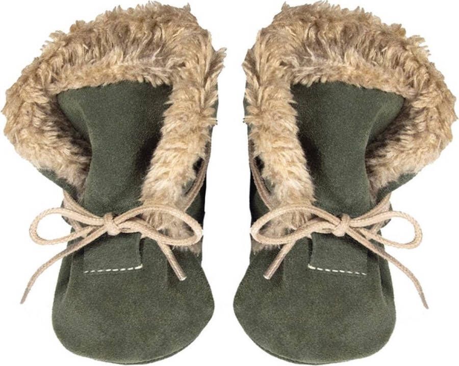 Hobea winterslofjes suede olijfgroen