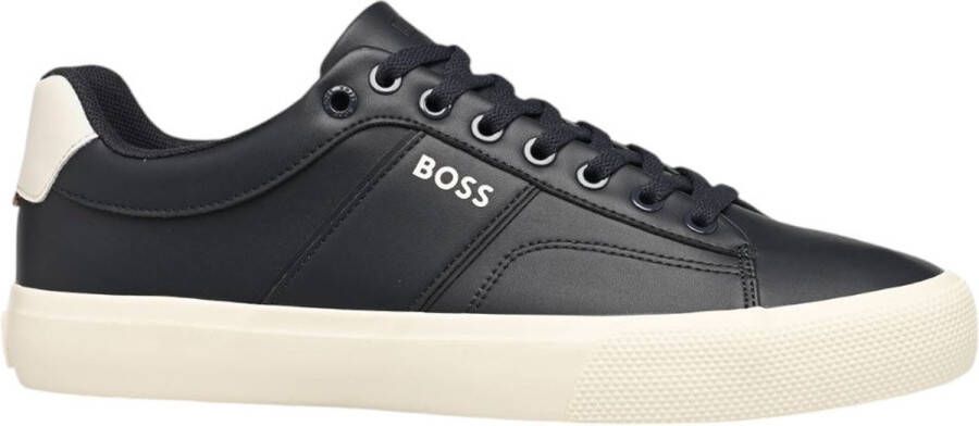 Hugo Boss Blauwe Leren Sneakers Herfst Winter Collectie Blue Heren