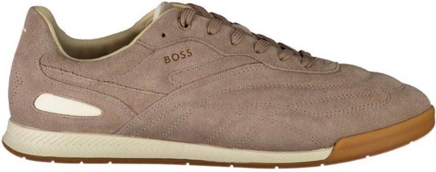 Hugo Boss Iconische leren sneakers met contrasterende details Brown Heren