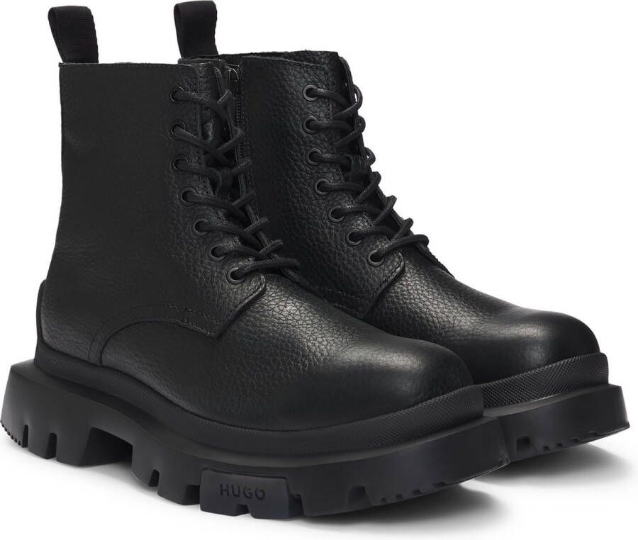 HUGO Veterboots van leer met labeldetails model 'Fabyan'