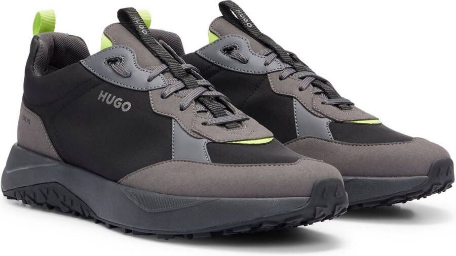 Hugo Boss Zwarte Leren Sneakers Kane Runn Black Heren