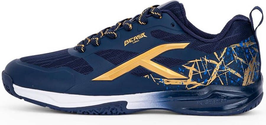 Hundred Beast Max Non-Marking Professionele Badminton Schoenen voor Heren (Navy Gold Materiaal: Polyester TPU Geschikt voor Zaaltennis Squash Tafeltennis Basketbal & Padel