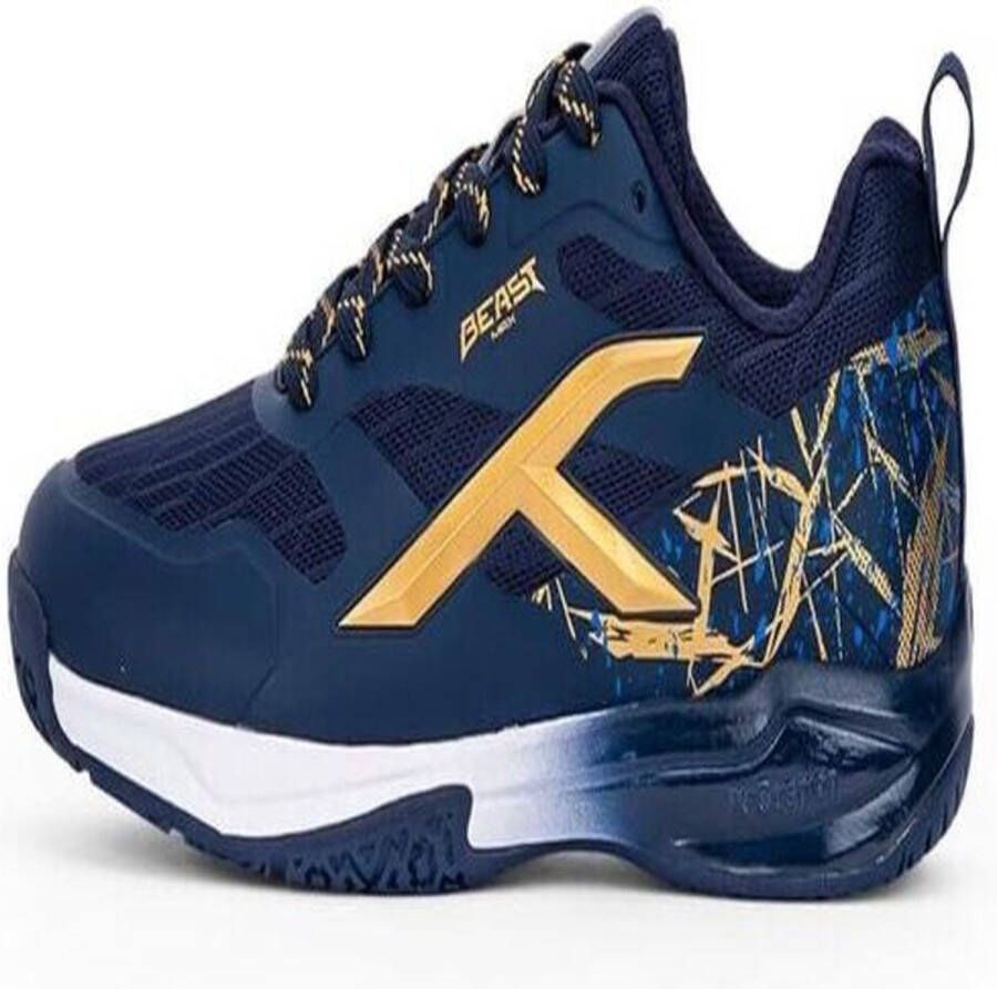 Hundred Beast Max Non-Marking Professionele Badminton Schoenen voor Heren (Navy Gold Materiaal: Polyester TPU Geschikt voor Zaaltennis Squash Tafeltennis Basketbal & Padel