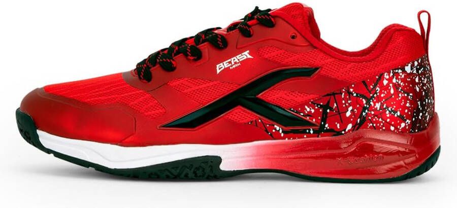 Hundred Beast Max Non-Marking Professionele Badminton Schoenen voor Heren (Rood Zwart Materiaal: Polyester TPU Geschikt voor Zaaltennis Squash Tafeltennis Basketbal & Padel