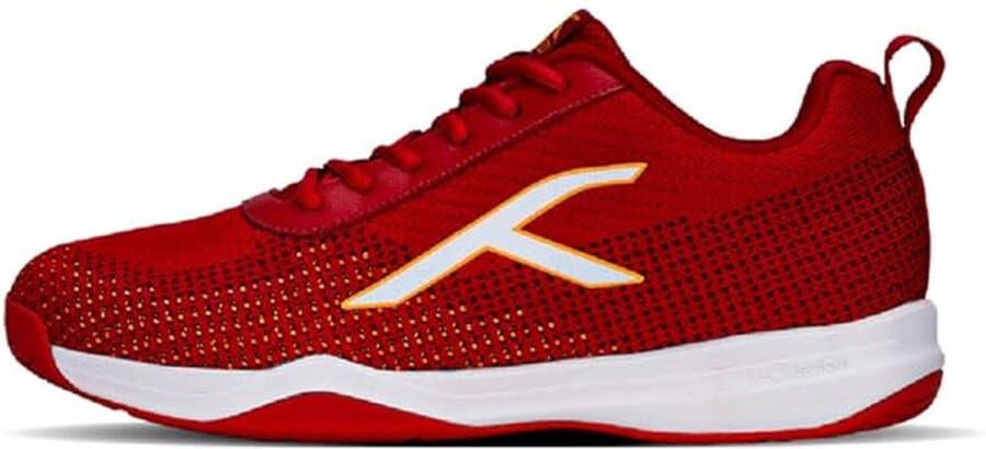 Hundred Blade Lite Non Marking Badminton Schoenen (Rood Oranje Wit 10 EU) Unisex Materiaal: Gebreide bovenkant en Rubberen zool Ook perfect voor squash tafeltennis volleybal basketbal en zaalsporten Lichtgewicht en zeer duurzaam