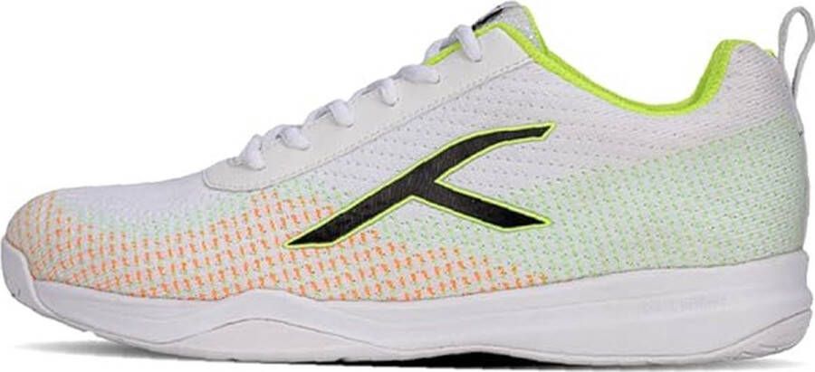 Hundred Blade Lite Non Marking Badminton Schoenen (White Lime Orange Black 8 9 42 EU) Unisex Materiaal: Gebreid bovenwerk en rubberen zool. Ook perfect voor squash tafeltennis volleybal basketbal en zaalsporten