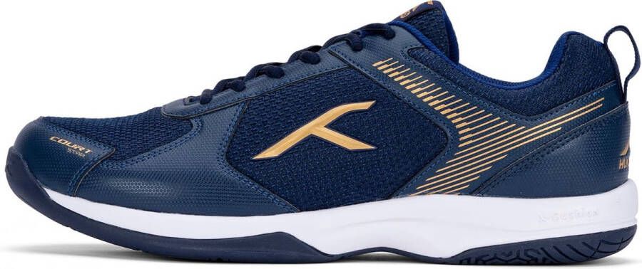 Hundred Court Star Non-Marking Professional Badminton Shoes for Mens (Navy Gold X-Cushion Protection Suitable for Indoor Tennis Squash Table Tennis Basketball & Padel