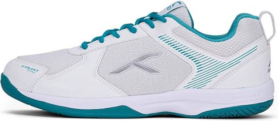 Hundred Court Star Non-Marking Professionele Badminton Schoenen voor Heren (Wit Letgroen X-Cushion Bescherming Geschikt voor Binnentennis Squash Tafeltennis Basketbal & Padel