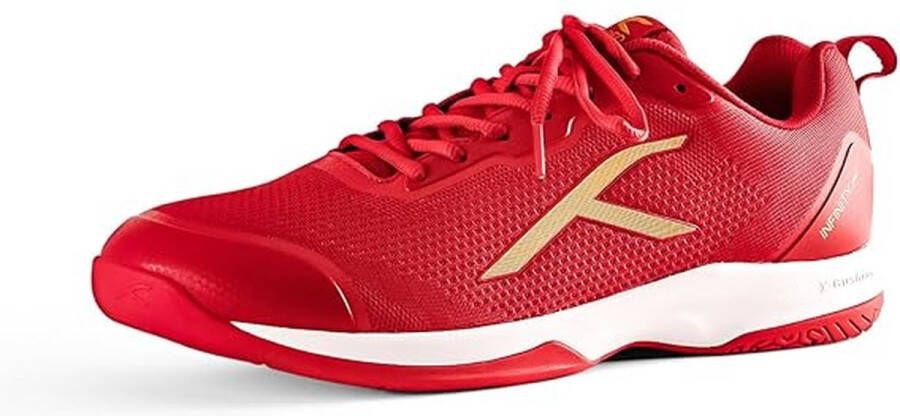 Hundred Infinity Pro Non-Marking Professionele Badminton Schoen voor Heren (Rood Goud Materiaal: Polyester Mesh Geschikt voor Zaaltennis Squash Tafeltennis Basketbal & Padel