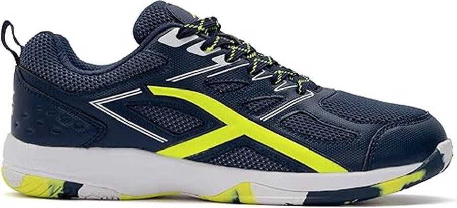 Hundred Xoom Non-Marking professionele badmintonschoenen voor heren (marineblauw limoen Materiaal Bovenwerk: Polyester Zool: Rubber Geschikt voor indoor badminton tennis squash tafeltennis basketbal en padel