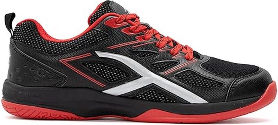 Hundred Xoom Non-Marking professionele badmintonschoenen voor heren (zwart rood Materiaal Bovenwerk: Polyester Zool: Rubber Geschikt voor indoor badminton tennis squash tafeltennis basketbal en padel