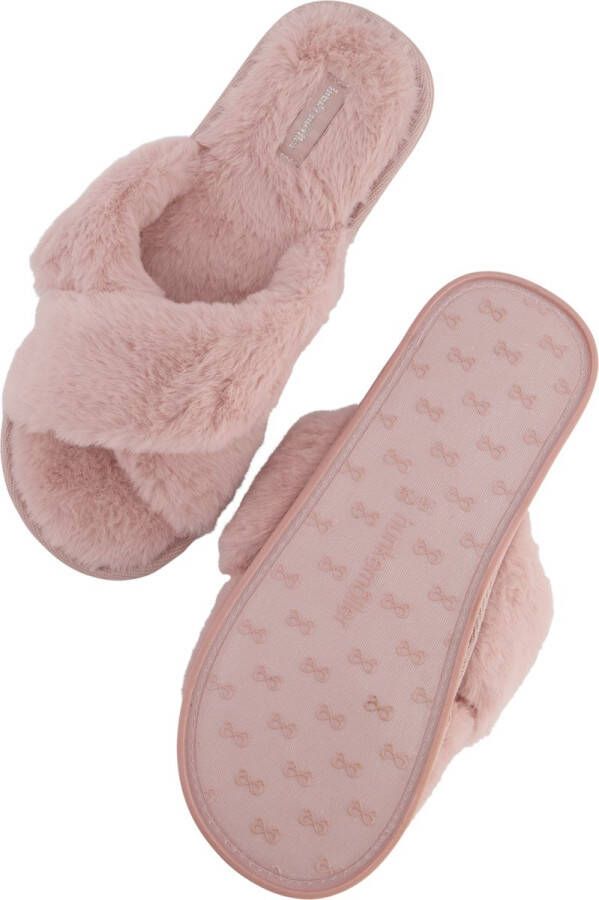 Hunkemöller Dames Accessoires Pantoffels Crossed Fake Fur Roze