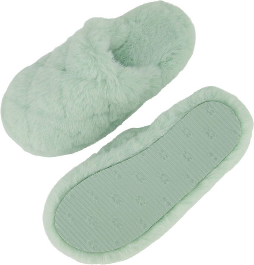 Hunkemöller Dames Accessoires Sloffen Fake Fur Groen