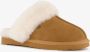 Hush Puppies dames pantoffels met lamsvacht cognac Sloffen Echt leer - Thumbnail 3