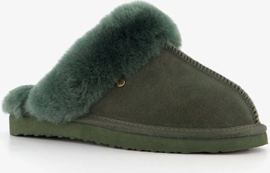 Hush Puppies dames pantoffels met lamsvacht groen Sloffen Echt leer