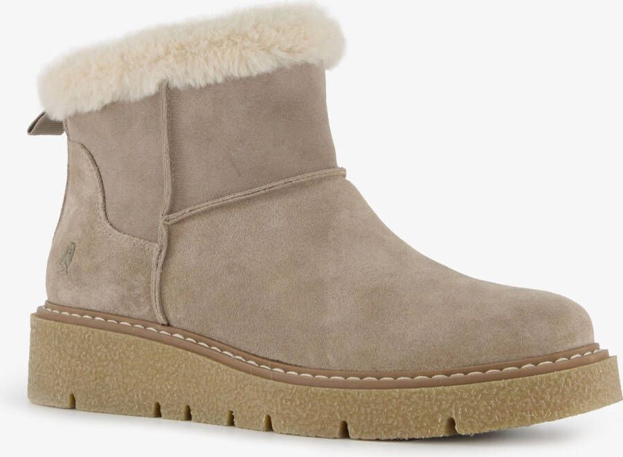 Hush Puppies gevoerde boots met imitatiebont taupe Bruin Echt leer