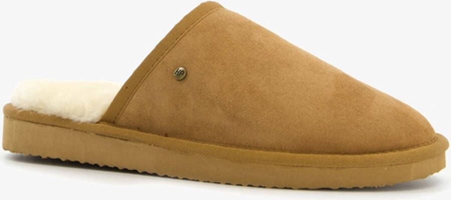 Hush Puppies gevoerde heren pantoffels cognac Sloffen Echt leer