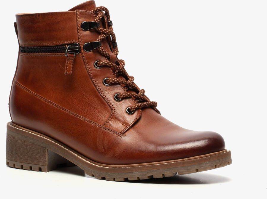 Hush Puppies gevoerde leren dames veterlaarsjes Cognac