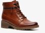 Hush Puppies gevoerde leren dames veterlaarsjes Cognac - Thumbnail 1