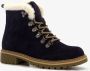 Hush Puppies gevoerde suede dames veterboots navy Blauw Echt leer - Thumbnail 1