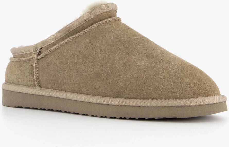 Hush Puppies gevoerde suede heren pantoffels taupe Bruin Sloffen Echt leer