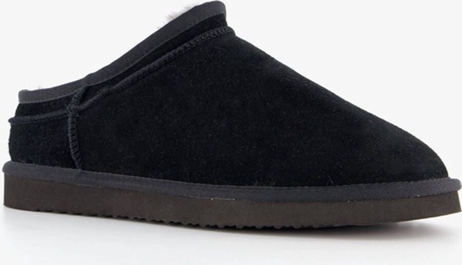 Hush Puppies gevoerde suede heren pantoffels zwart Sloffen Echt leer