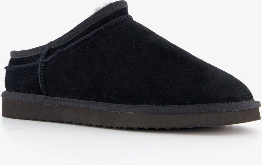 Hush Puppies gevoerde suede heren pantoffels zwart Sloffen Echt leer