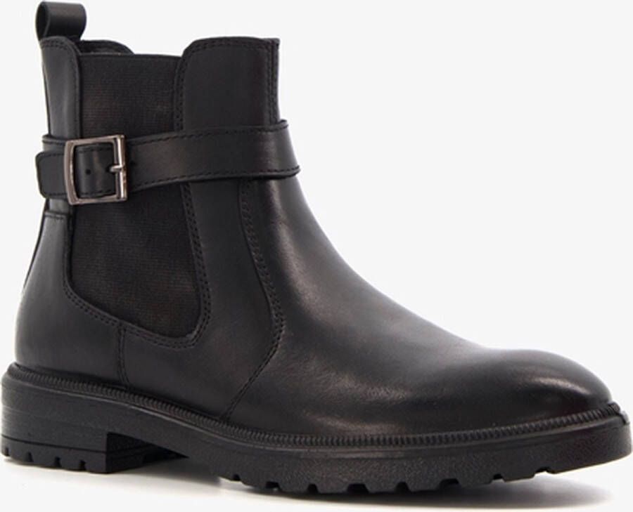 Hush Puppies lage leren dames chelsea boots zwart