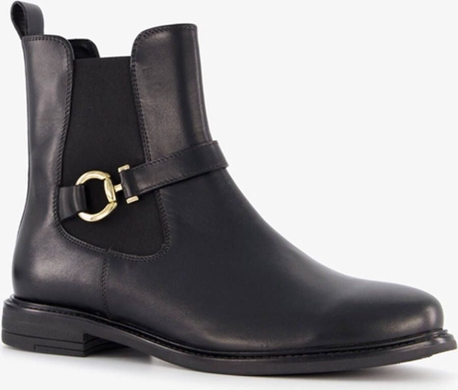 Hush Puppies leren dames chelsea boots met gesp Zwart