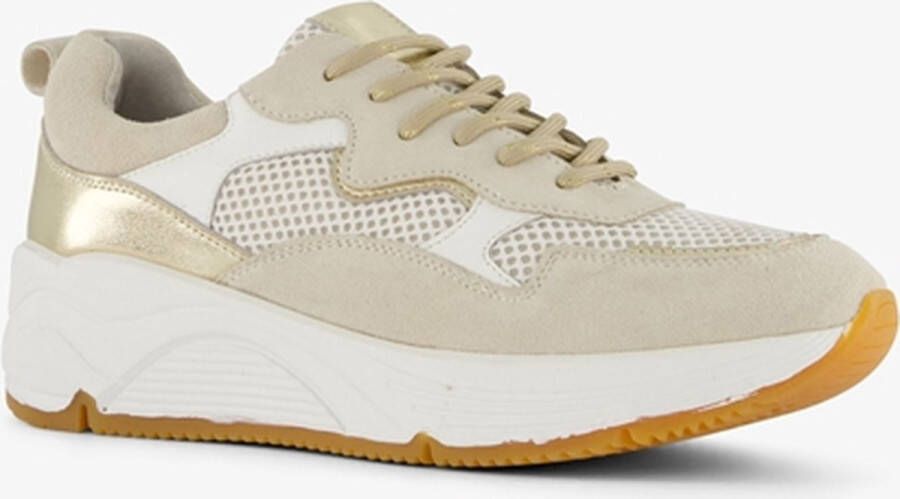 Hush Puppies leren dames dad sneakers beige goud Uitneembare zool