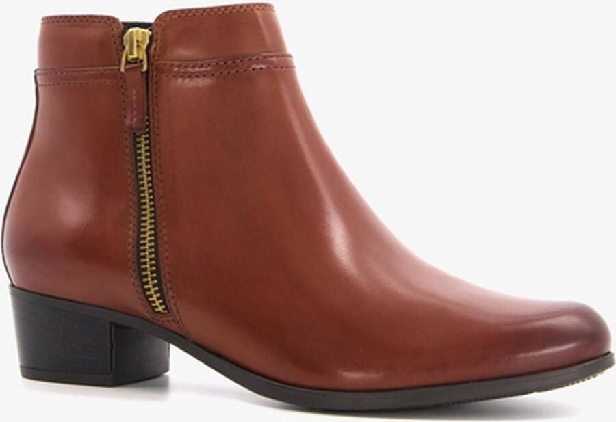 Hush Puppies leren dames enkellaarsjes cognac