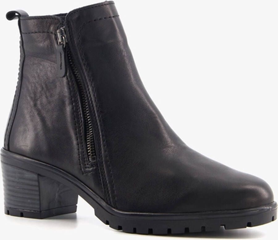 Hush Puppies leren dames enkellaarsjes hak zwart Uitneembare zool